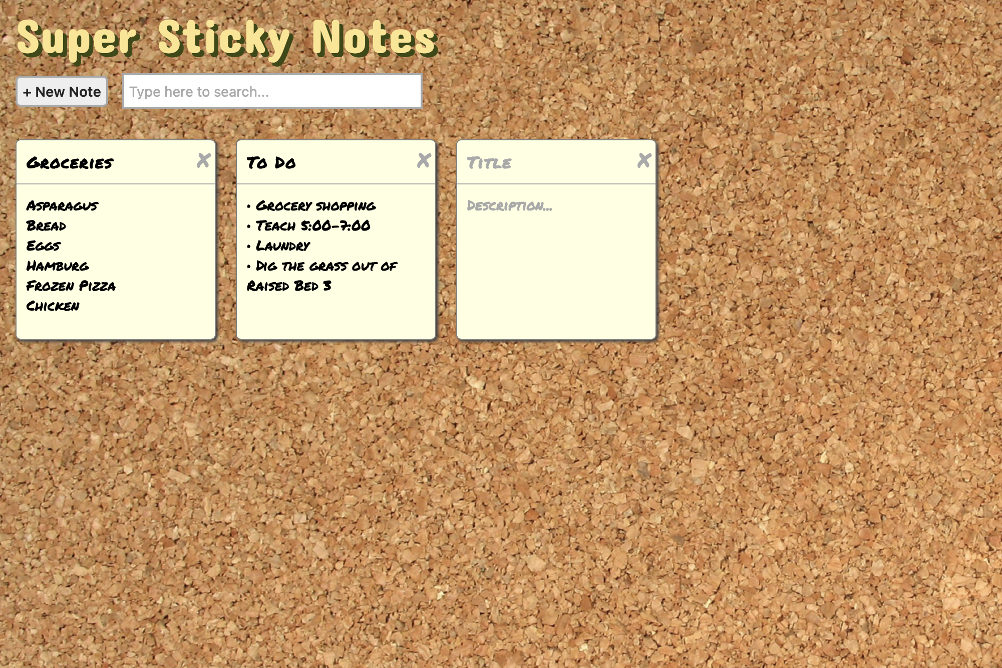 Sticky Notes app screenshot