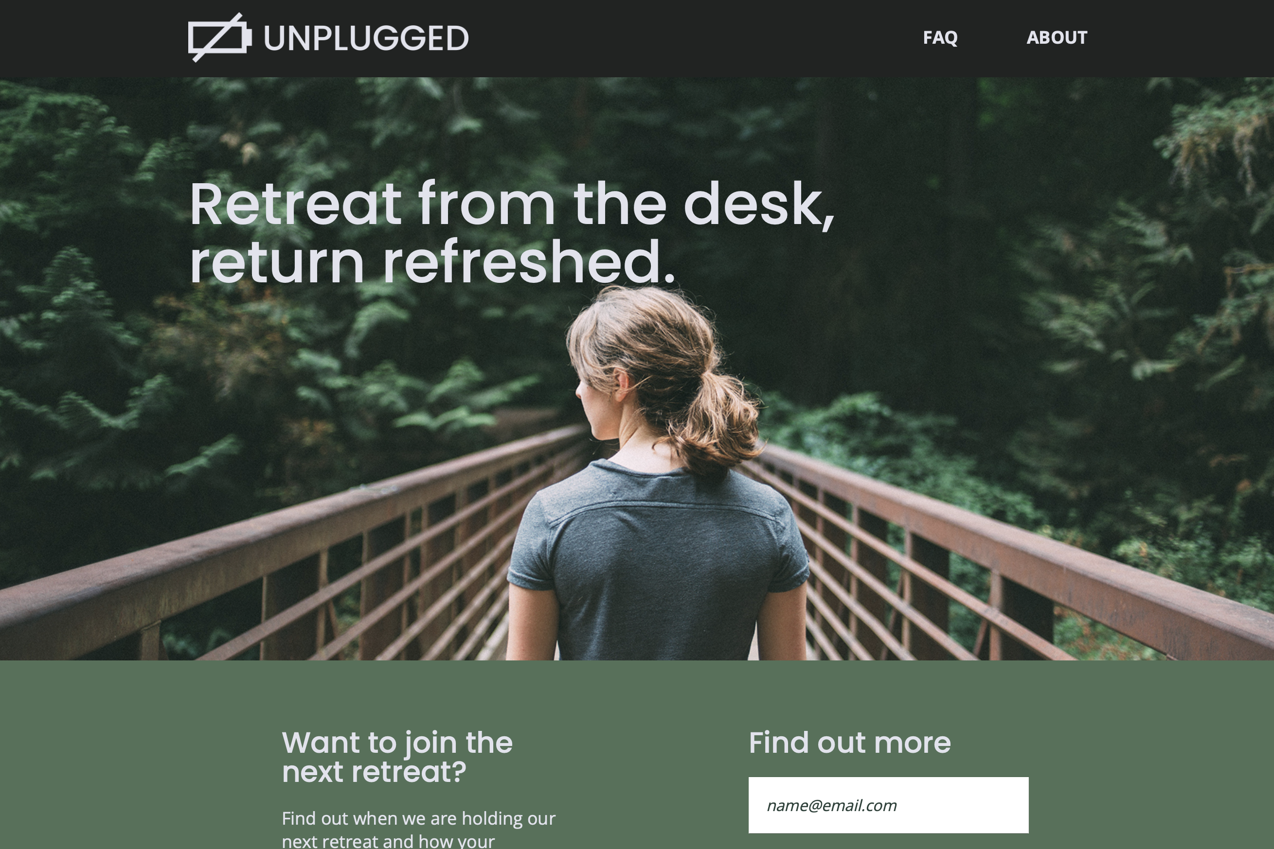 Unplugged Retreat responsive website screenshot